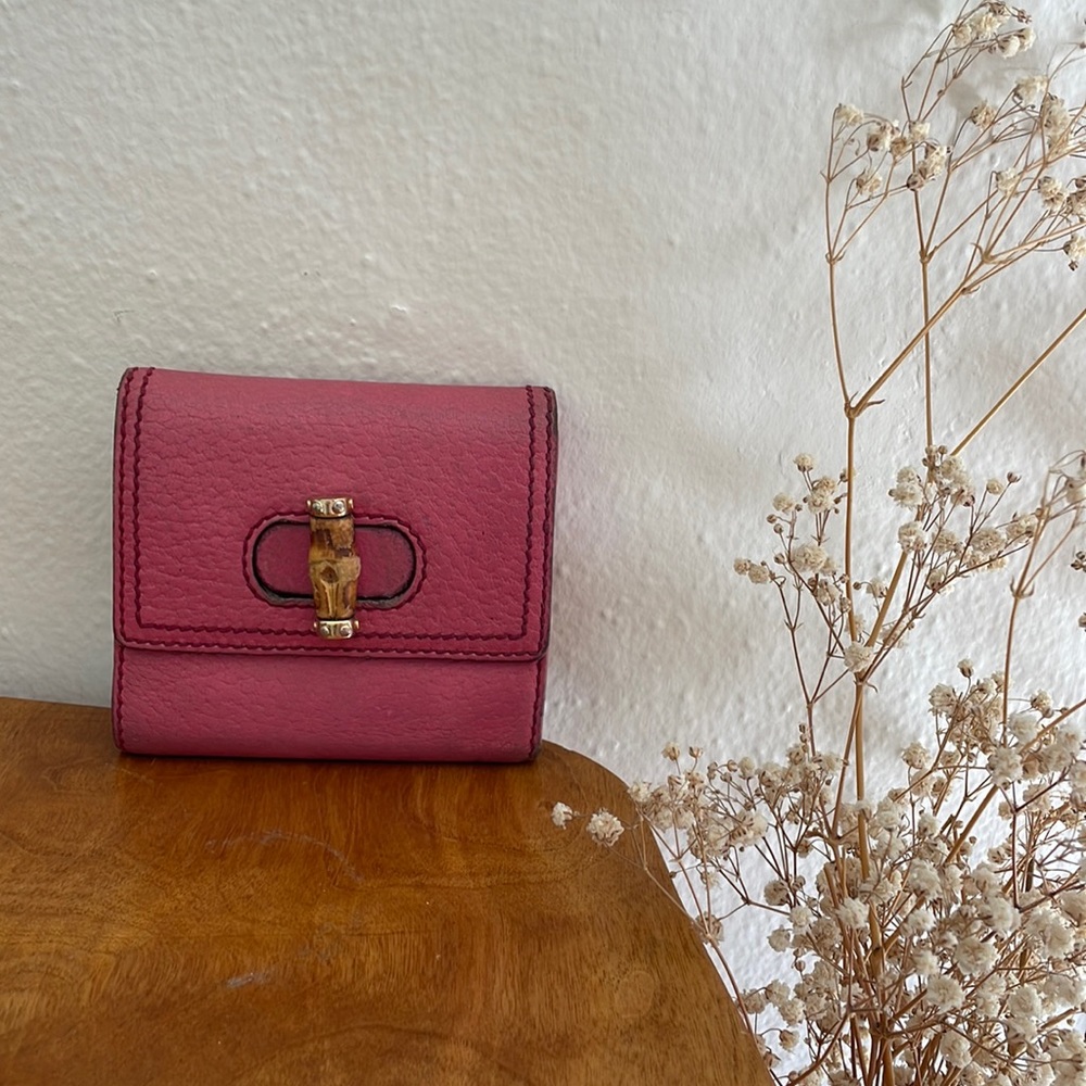Unique Gucci Bamboo Pink Leather Wallet